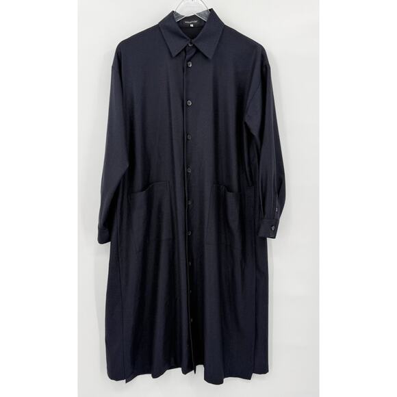 eskandar Dresses & Skirts - Eskandar Wool Silk Midi Shirtdress Button Up Lagenlook Minimal Size 0 (US 6-8)